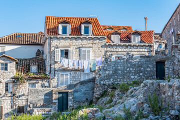 Medieval houses and red tiled roofs of the old town of Dubrovnik, Croatia