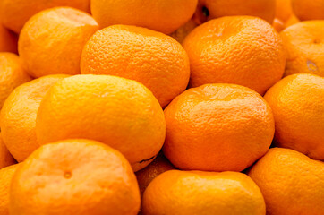Ripe mandarins on display for sale 