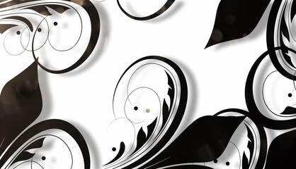 black and white swirl floral design bokeh effect.