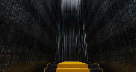 Fototapeta na wymiar yellow carpet on the stairs, The path to glory, Stairway go up. Business success. Red velvet carpet. 3D render