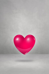 3D pink heart on a concrete studio background
