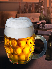 Glass of beer in the brewery