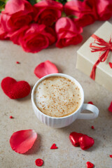 coffee on St. Valentine's day, stone surface