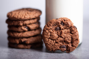 double chocolate cookies and milk