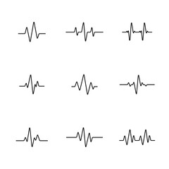 Collection of heart beat wave. Cardiogram in form of line.
