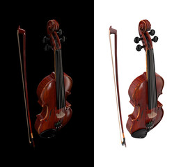 Top view of viola with black and white variations 3d rendering