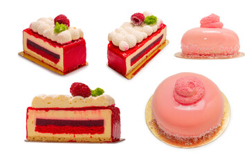 Pink pudding isolated on white