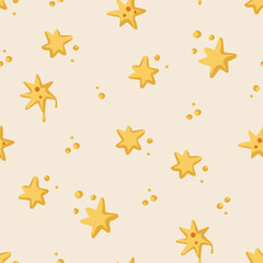Cute stars seamless pattern. Vector abstract background. Childish color kid illustration.