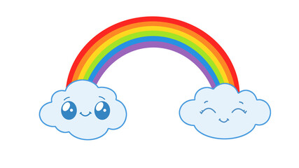 friendly rainbow and clouds digital cute drawing - everything will be fine