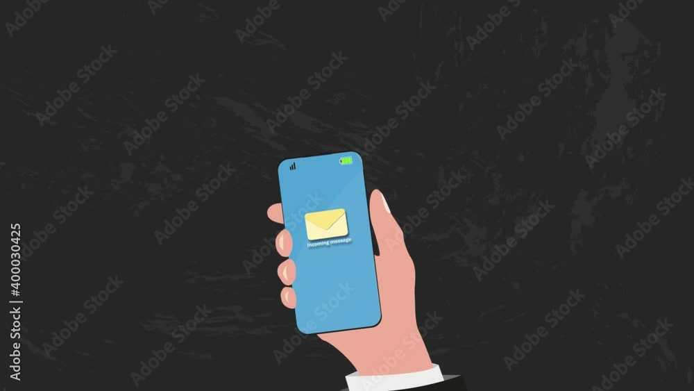 Poster email icon with incoming email counter on smart phone screen.