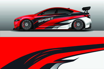 Naklejka premium Decal Car Wrap Design Vector. Graphic Abstract Stripe Racing Background For Vehicle, Race car, Rally, Drift . Ready Print File