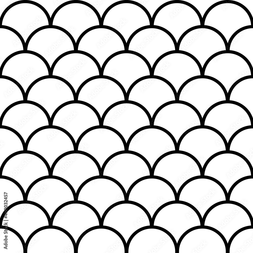 Poster Seamless fish scale background, paving tiles, vector pattern shape paving tiles rows circles