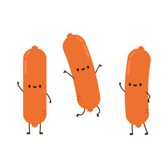 Sausage character design. Sausage on white background.