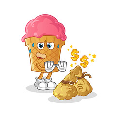 ice cream refuse money illustration. character vector