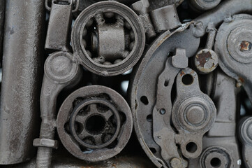 Gray metal auto parts. Concept photo
