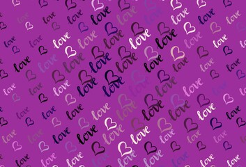 Dark Purple, Pink vector background with hearts.