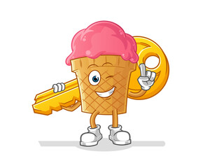 ice cream carry the key mascot. cartoon vector