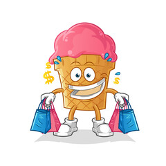 ice cream shoping mascot. cartoon vector