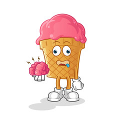 ice cream no brain vector. cartoon character