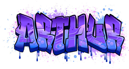 The name Arthur in Graffiti Style - obrazy, fototapety, plakaty