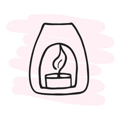 Scented lamp with a burning candle for aromatherapy. Alternative medicine.