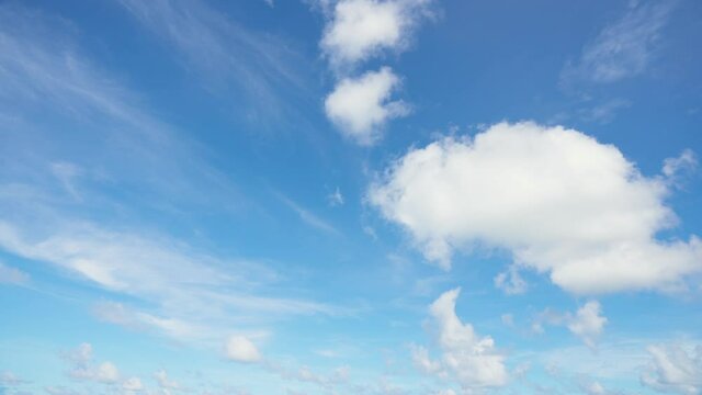 White cloud and blue sky 4k stock video footage.