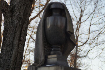 granite vase-monument on a sunny day

