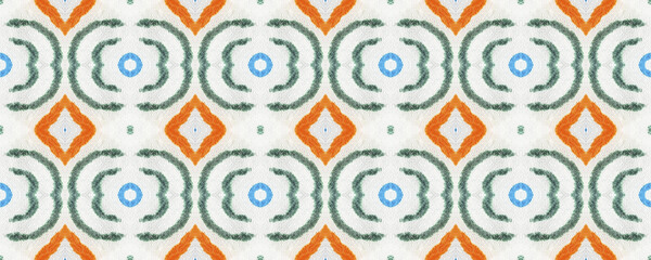 White and Blue Seamless Element. Ethnic Active