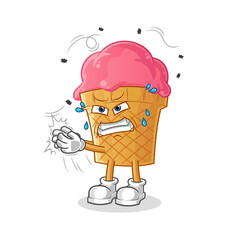 ice cream swat the fly character. cartoon mascot vector