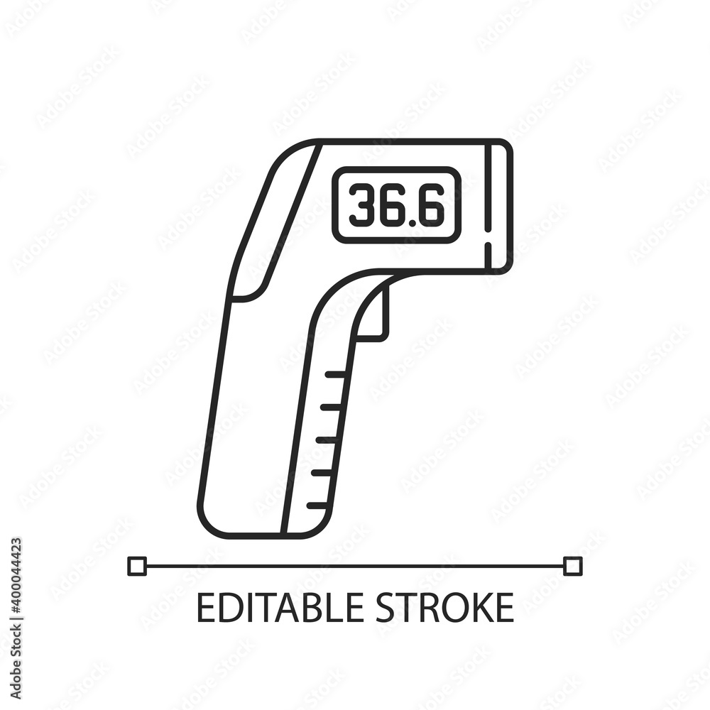 Aufkleber infrared thermometer linear icon. measuring temperature from distance. non-contact thermometer. thin
