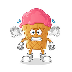 ice cream very angry mascot. cartoon vector