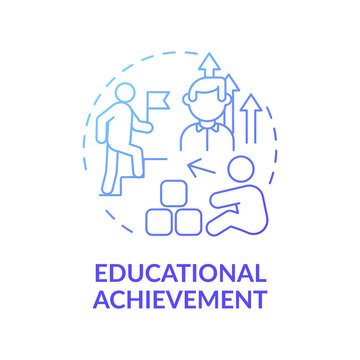 Educational Achievement Blue Gradient Concept Icon. Success In Studies. From Small Child To Adult. Early Childhood Development Idea Thin Line Illustration. Vector Isolated Outline RGB Color Drawing