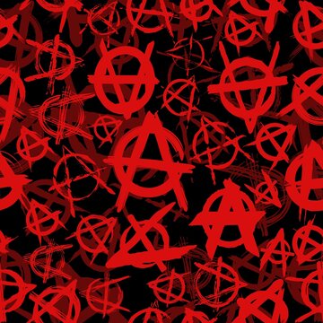background with anarchy sign, seamless pattern 