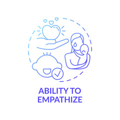 Ability to empathize blue gradient concept icon. Recognize, understand emotion. Kid empathy. Early childhood development idea thin line illustration. Vector isolated outline RGB color drawing