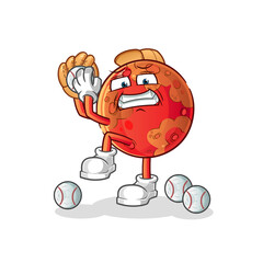 mars baseball pitcher cartoon. cartoon mascot vector