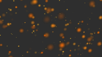 Bokeh dark gray dreamy background with yellow orange shiny glowing circle which are approaching. For celebrating winter Holidays Happy New Year xmas Merry Christmas concept backdrop with copy space