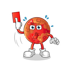 mars referee with red card illustration. character vector