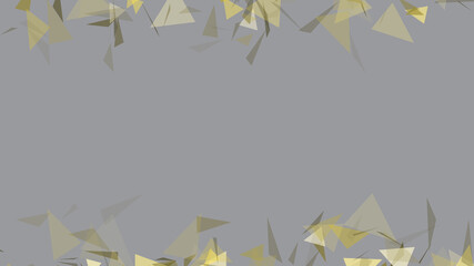 Dynamic pattern background of illuminating yellow polygons at the top and bottom turn in chaotic manner on ultimate gray background. Backdrop vibrant concept with copy space