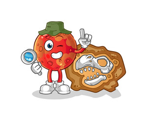 mars archaeologists with dinosaur fossils mascot. cartoon vector