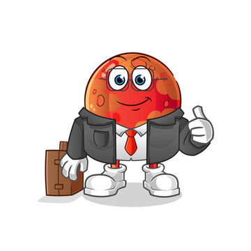 Mars Office Worker Mascot. Cartoon Vector