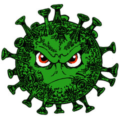 Covid-19 Virus creative concept with death and skull. Protect yourself.