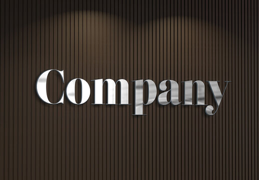 Company Logo on Wooden Wall Mockup