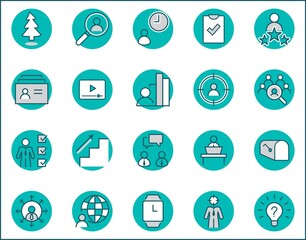Set of Head Hunting Related Vector Line Icons. Contains such Icons as Career growth, Bulb, Candidate, Search, CV, Card Index, Outsource and more. Editable Stroke. 32x32 Pixel Perfect