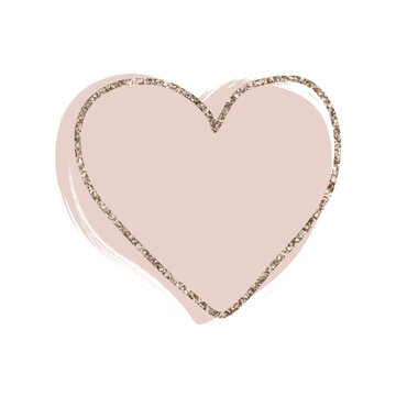 gold glitter line delicate heart on blush pink background