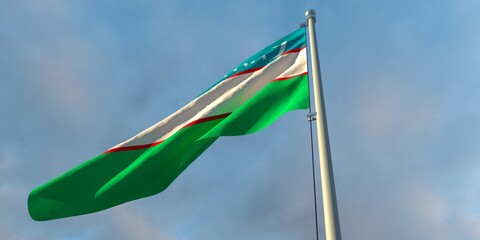 3d rendering of the national flag of the Uzbekistan