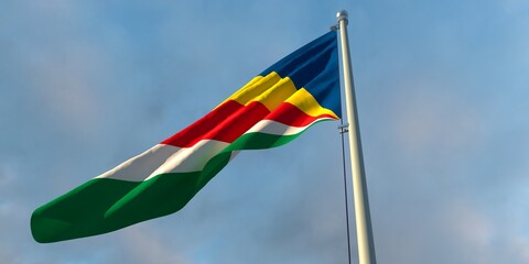 3d rendering of the national flag of the Seychelles