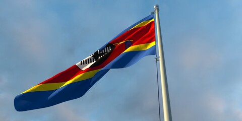 3d rendering of the national flag of the Swaziland