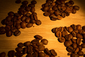 coffee beans with cinnamon on the table