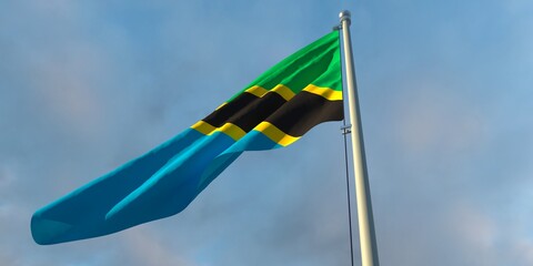 3d rendering of the national flag of the Tanzania