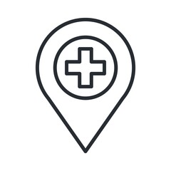 Fototapeta premium Hospital map location icon in flat design style.